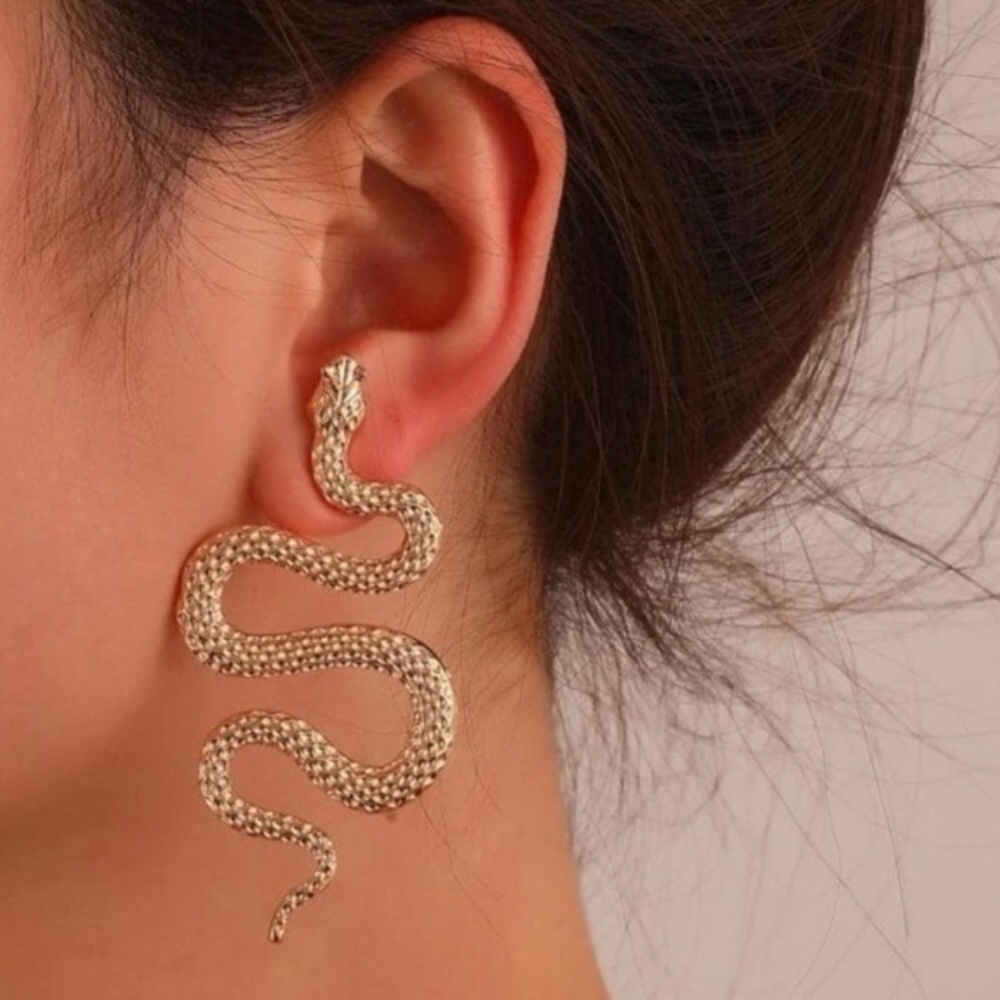 NEW ~ 14k plated Gold Snake Earrings